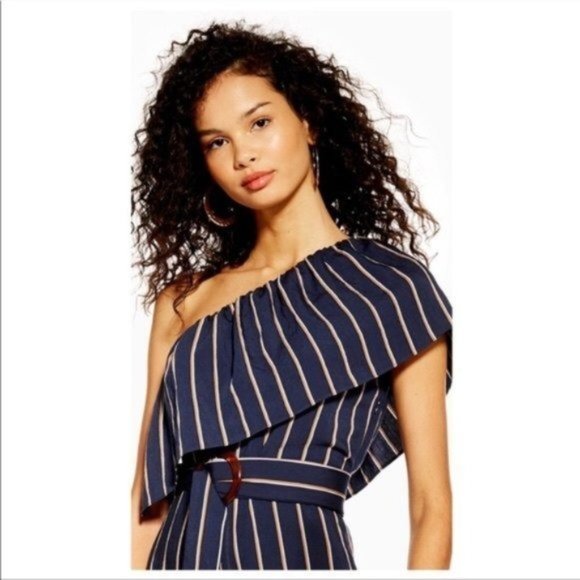 TOPSHOP Sicily One-Shoulder Midi Dress - Blue - NWT - Size 6 - Picture 3 of 5